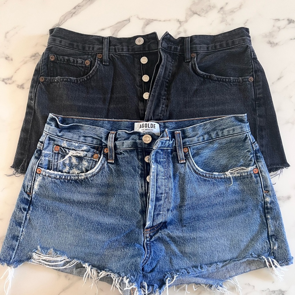 Agolde Women's Parker Jean Shorts size 27 swap meet and gray/black